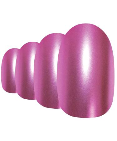 Bling Art Oval False Nails Fake Acrylic Matte Pink Metallic 24 Medium Tips Glue