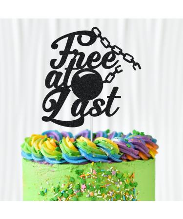 WedDecor Free at Last Black Glitter Cake Topper Divorce Cake Picks Toppers Cupcake Decoration Centerpiece For Break Up Divorced/Freedom Theme Party Favour Supplies