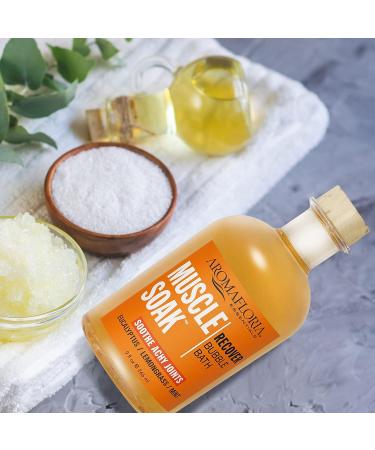 Aromafloria Muscle Soak Recover Bubble Bath - Eucalyptus, Peppermint & Lemongrass Oil - 9 oz Bottle | Joint & Muscle Pain Relief, Foaming Bath Bubbles for Men & Women - Buy Online on GoSupps.com