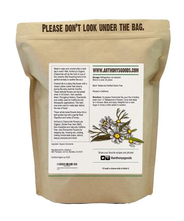 Anthony's Organic Chamomile Flowers  1 lb  Whole  Loose Leaf  Gluten Free  Non GMO  Non Irradiated 1 Pound (Pack of 1) - Buy Online on GoSupps.com