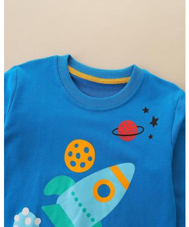 Kids Dinosaur Sweatshirt | Cotton Casual Top for Boys & Girls | Long Sleeve Pullover T-Shirt | Toddler Baby Clothes 1-8 Years | 5-6 Years Rocket Design - Buy Online on GoSupps.com