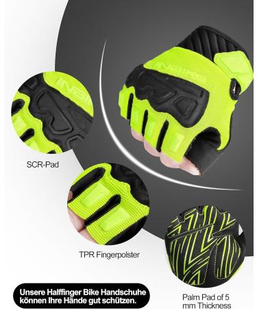 INBIKE MTB Gloves for Motocross Half-Finger with TPR Finger Pads | Flexible Cycling Gear for Mountain Biking & Racing | Gr n XL - Buy Online on GoSupps.com