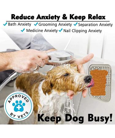 Kwispel Large Dog Lick Mat with Suction Cups for Anxiety - Slow Feeder Dispensing Treater Pad - Peanut Butter Flavor - Grey - Buy Online on GoSupps.com