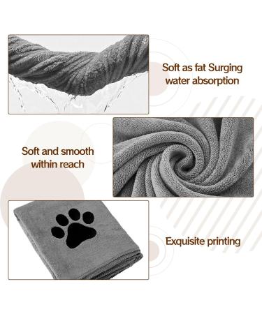 Naoketent Extra Absorbent Dog Towels - 2 Microfiber Quick-Dry Cloths for Dogs & Cats | Gray Pet Towels - Buy Online on GoSupps.com