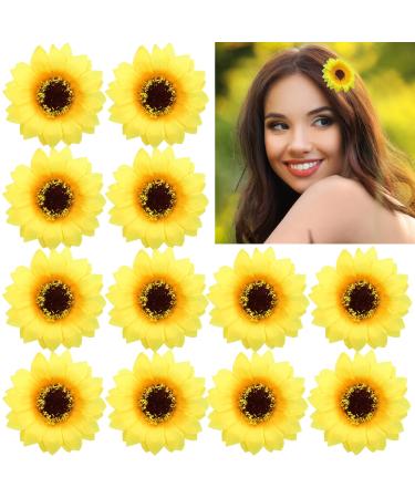 12 Pieces 2.75 Inch Daisy Flowers Sunflower Artificial Floral Hair Clips for Girls and Women Beach Wedding Bridal Accessories Photography Props Yellow