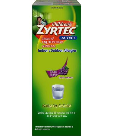 Zyrtec 24 Hr Children's Allergy Syrup - Sugar-Free Grape - Twin Pack 4 fl. oz - Buy Online on GoSupps.com