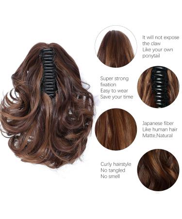 Parxitn 20cm Ponytail Extension - Light Red-Brown Mix Claw Clip Synthetic Hair - 8 Inch Braid - Buy Online on GoSupps.com