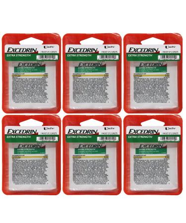 Uni's Excedrin Extra Strength 6 Count Single Dose Relief 2 caplets in Each Packet. Helps Relieves Headache Toothache Backache Menstrual Cramps Common Cold and Muscular Aches.