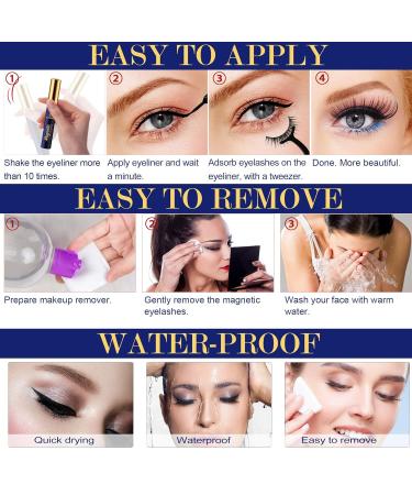 DUOERLA Magnetic Lashes Kit - 10 Pairs 3D Reusable Eyelashes + 4 Waterproof Eyeliner Tubes - Easy Application Long Lasting & Natural Look - International Shipping - Buy Online on GoSupps.com