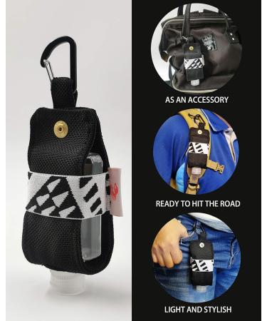 Travel Size Hand Sanitizer Holder with Carabiner - Portable Mini Waist Bag for Liquids - Includes 2 oz Reusable Bottle - Black - Buy Online on GoSupps.com