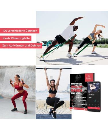 Fitness Band Pull Up Resistance Band Set - Tapping Aid & Training Book | Home Gym Equipment for Calisthenics & Bodybuilding - Buy Online on GoSupps.com