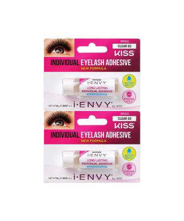 iENVY Individual Cluster Lash Glue Strong Hold Individual Lash Adhesive Waterproof Long-Lasting Individual Lash Glue Clear (2 Pack) 0.21 Ounce (2 Pack)