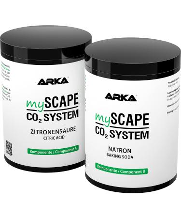ARKA MYSCAPE -CO2 Refiller - 2x600g - refill set for CO2 systems components A: citric acid & b: soda for optimal plant growth in freshwater aquariums 1200 g