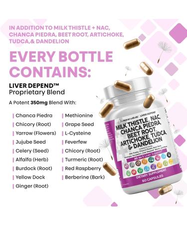 Clean Nutraceuticals Milk Thistle NAC Chanca Piedra Beet Root Artichoke Dandelion Root - Liver Cleanse Supplement Plus TUDCA Choline & Ginger - 2Pack - Buy Online on GoSupps.com