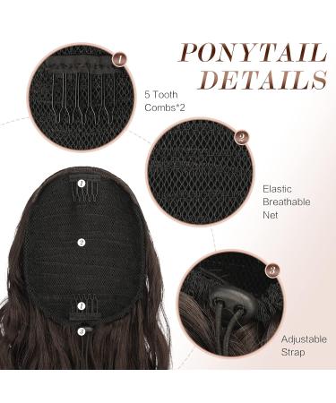 Fine Long Braid Ponytail Hair Extension - 65cm Curly Black Brown Synthetic Clip-In for Women - Buy Online on GoSupps.com