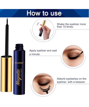Alcastar Magnetic Eyelashes & Eyeliner Kit - 7 Pairs Natural Waterproof Easy to Use - Buy Online on GoSupps.com