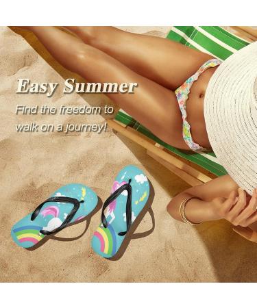 Buy Mnsruu Rainbow Cloud Unicorn Flip Flop Sandals - Multi-Colored Slippers for Men & Women | Home Spa Travel - Buy Online on GoSupps.com