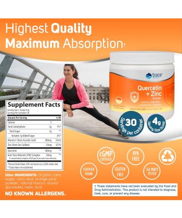 Quercetin + Zinc Powder with Trace Minerals for Immune & Respiratory Support | Vegan & Gluten Free | Orange Cream Flavor - Buy Online on GoSupps.com