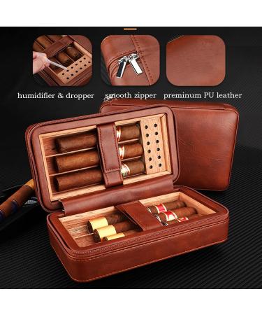 Cigar Boxs Humidors Travel Cigar Humidor Case with Humidifier Portable Cigar Humidor for 4-6 Cigars Cigar Box Men 6 Cigars a - Buy Online on GoSupps.com