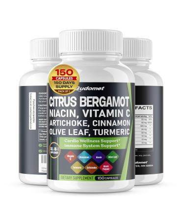 Citrus Bergamot Berberine Odorless Garlic Olive Leaf Cinnamon Black Chokeberry Turmeric Artichoke Black Pepper -150 Capsules 150 count (pack of 1)
