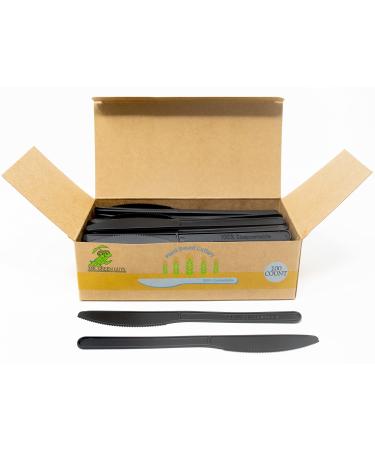 Compostable Heavyweight Disposable Knives - 100 Count CPLA Knives - Eco Friendly Compostable Knives Made from Cornstarch
