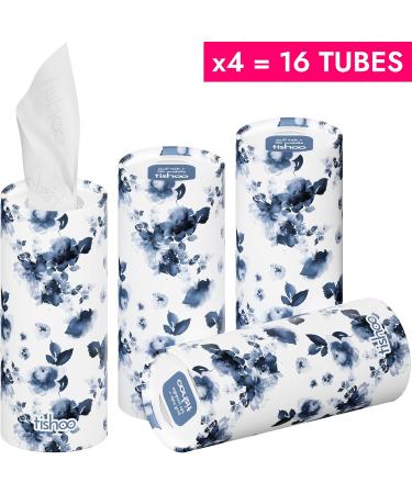 TiShoo Extra Soft Handkerchiefs - Moisturizing Eco-Friendly 16 Pack | Perfect for Cars Home & Travel - Blue/Floral Design - Buy Online on GoSupps.com