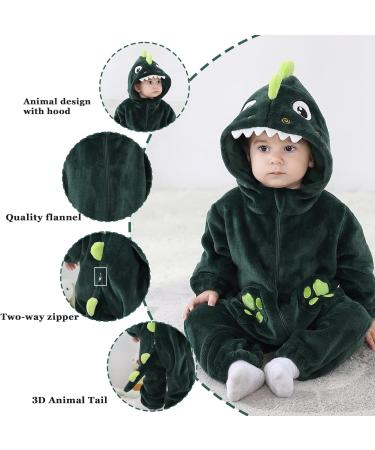 Doladola Unisex Kid's Costume - Flannel Animal Hooded Rompers Jumpsuit (0-3 Months) - Dark Green Shark - Buy Online on GoSupps.com
