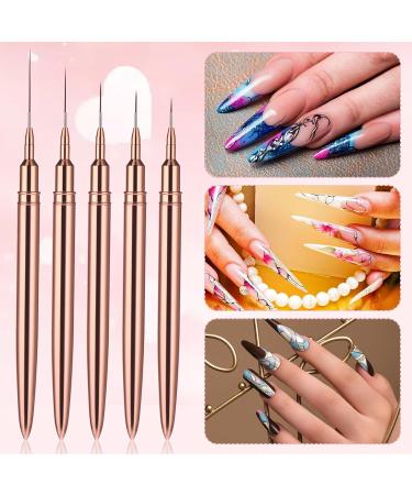 WLLHYF 5Pcs Nail Art Liner Brushes Painting Nail Art Brushes for Long Lines Details Fine Drawing Nail Dotting Drawing Tool Set 7mm/9mm/11mm/15mm/25mm(Gold - Buy Online on GoSupps.com