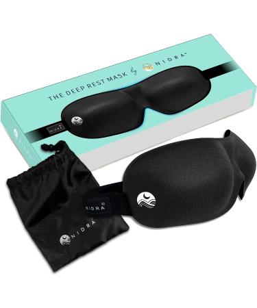 Nidra Sleeping Mask for Women and Men with 3D Contoured Cup Molded Black Out Eye Mask Perfect for Side Sleeper, Travel, Yoga, Meditation, and Nap - Black
