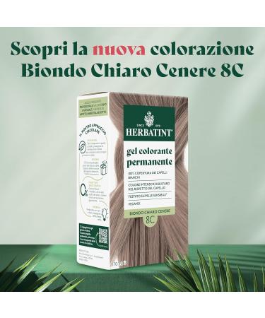  Herbatint Herbatint Permanent Hair Colour Gel 8C Light Ash Blonde - 170ml | Ammonia-Free 100% White Hair Coverage | for Sensitive Skin with 8 Organic Natural Extracts - Buy Online on GoSupps.com