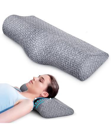 Cervical Neck Pillows for Pain Relief Sleeping, High-Density Memory Foam Pillow Neck Bolster Support Pillow Neck and Shoulder Relaxer, Neck Decompression Devices Orthopedic Roll Pillow for Bed Office Gray