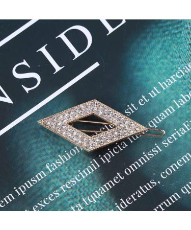 Aneneiceera Crystal Hair Clip Gold Hair Barrette One word Clip Rhinestones Hair Pin Hollow Out Rhombic Headpieces Decorative Hair Pins Headwear Bride Hair Accessories for Women and Girls(Rhombic) - Buy Online on GoSupps.com