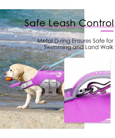ThinkPet Dog Life Jacket - Adjustable Reflective Lifesaver with Buoyancy - Purple XL for Safe Water Adventures - Buy Online on GoSupps.com