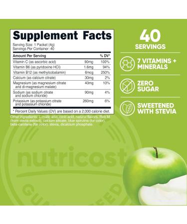 Nutricost Electrolytes Complex - Green Apple Flavor - 40 Stickpacks for Advanced Hydration - Buy Online on GoSupps.com