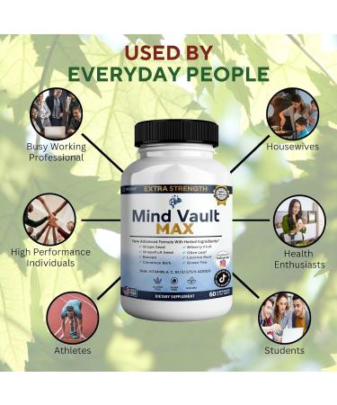 GREENVIFY Mind Vault Max Extra Strength Nootropic Supplement 60 Capsules 30 Day Supply with Herbal Ingredients (1) - Buy Online on GoSupps.com