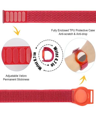 Dingfeiyu Airtag Waterproof Wristband - Adjustable Anti-Lost Bracelet for Kids & Adults - Red Nylon Band for Apple Airtag - Buy Online on GoSupps.com