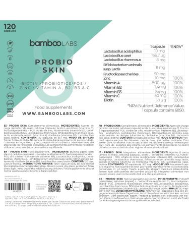 Bamboo Labs High Dose Biotin Capsules | Vegan Multivitamin for Skin Hair & Nails | 120 Probiotic Capsules - Boost Growth & Strength - Buy Online on GoSupps.com