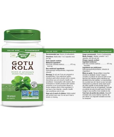 Nature's Way Gotu Kola Health Supplement 180 Count 180 count (Pack of 1) - Buy Online on GoSupps.com