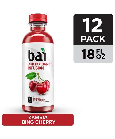 Bai Flavored Water Zambia Bing Cherry 18 Fl Oz (Pack of 12) - Antioxidant Infused Drinks - Buy Online on GoSupps.com