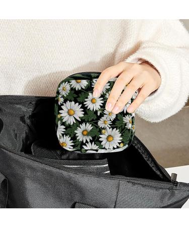 Daisies Green Leaf Sanitary Napkin Storage Bag | Menstrual Cup Pouch | Nursing Pad Holder | Portable Period Bag for Women & Teen Girls - 1Pcs, Multi-colored - Buy Online on GoSupps.com