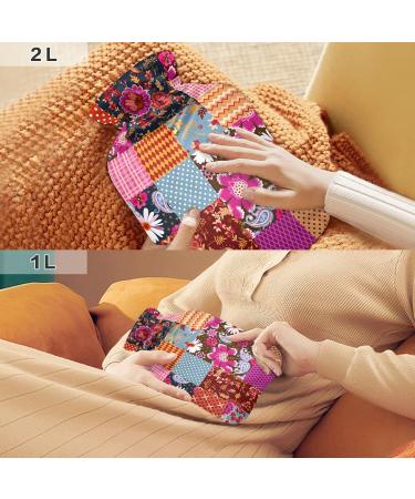 Floral Ornament Hot Water Bottle with Cover | 1L Small Warm-Up Bag for Pain Relief | BPA-Free Hot and Cold Therapy - Buy Online on GoSupps.com