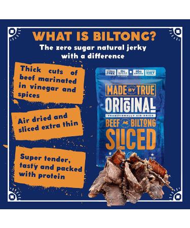 True Beef Sliced Bites Variety Pack (2 oz, Pack of 5) - All Natural Zero-Sugar Jerky Biltong - High Protein Keto Paleo Diet Snack - Sugar-Free Gluten-Free Carb-Free - Buy Online on GoSupps.com