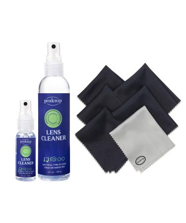 Eyeglass Lens Cleaner Kit - 6 oz. Spray Bottle and 1 oz. Travel Spray Bottle + 6 Microfiber Cleaning Cloths - Safe for All Lenses, Eyeglasses and Screens
