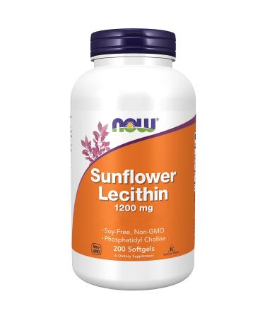 Now Foods Sunflower Lecithin 1.200mg 200 Softgels Lab-Tested Gluten Free Soy Free