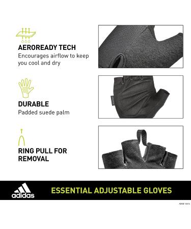 adidas Essential Adjustable Fingerless Gloves - Red Large | Padded Weight Lifting Gloves for Men and Women - Buy Online on GoSupps.com