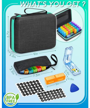 Monthly Pill Organizer & Cutter - 2x Daily Portable Weekly Bag Stickers for Medication Management - Buy Online on GoSupps.com