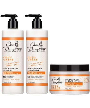 Curly Hair Products Gift Set by Carol's Daughter, Coco Creme Sulfate Free Shampoo and Conditioner Set with Silicone Free Hair Butter, for Very Dry Curly Hair, with Coconut Oil and Mango Butter