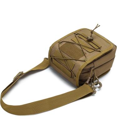 HUNDVP Tactical Shoulder Bag - Waterproof Molle Sling Backpack for Military Outdoor Hiking & Camping - Multifunctional Messenger Crossbody Bag in Brown - Buy Online on GoSupps.com