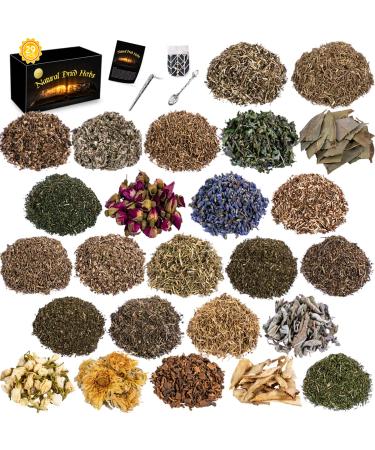 Dried Herbs for Witchcraft, 29Pcs Witchcraft Supplies for Spells, Witch Stuff with Crystals Spoon Magical Wand for Wicca, Pagan, Rituals, Altar Supplies and Witch Decor