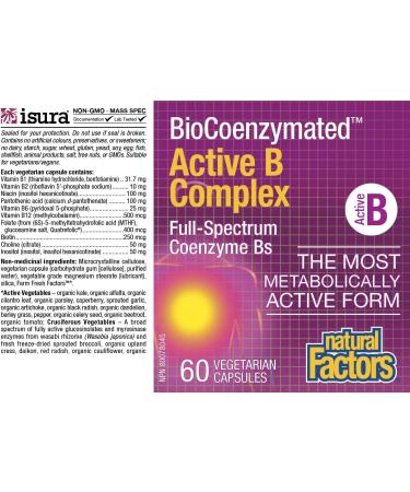 Natural Factors BioCoenzymated B Complex - 60 Vegetarian Capsules | Premium Energy Support - Buy Online on GoSupps.com